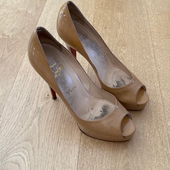 Christian Louboutin Stiletto Pumps Patent Size 40.5 Camel Brown - Picture 1 of 10